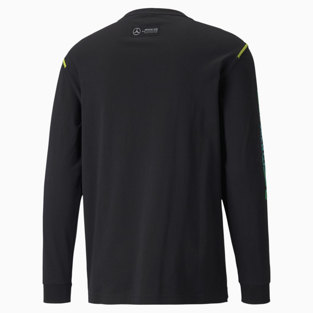 Puma Mercedes F1 Street Graphic Long Sleeve Løpe Tskjorte Herre Svarte | 986BUCJLQ