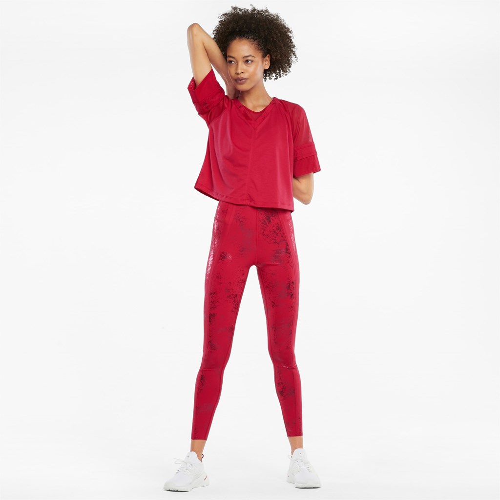 Puma Mote Luxe Raglan Trenings Løpe Tskjorte Dame Rød | 816LSUPDA