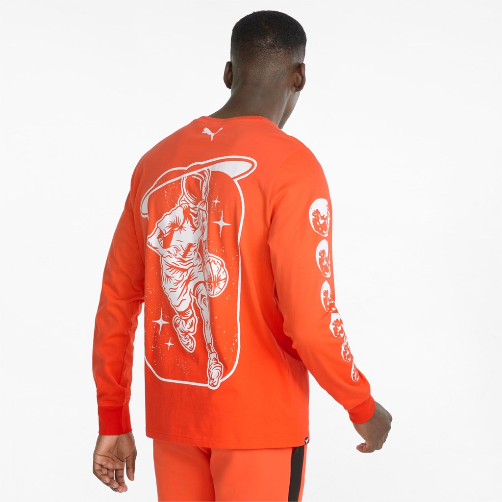 Puma Not From Here Long Sleeve Basketball Løpe Tskjorte Herre Rød | 076VFAJOR