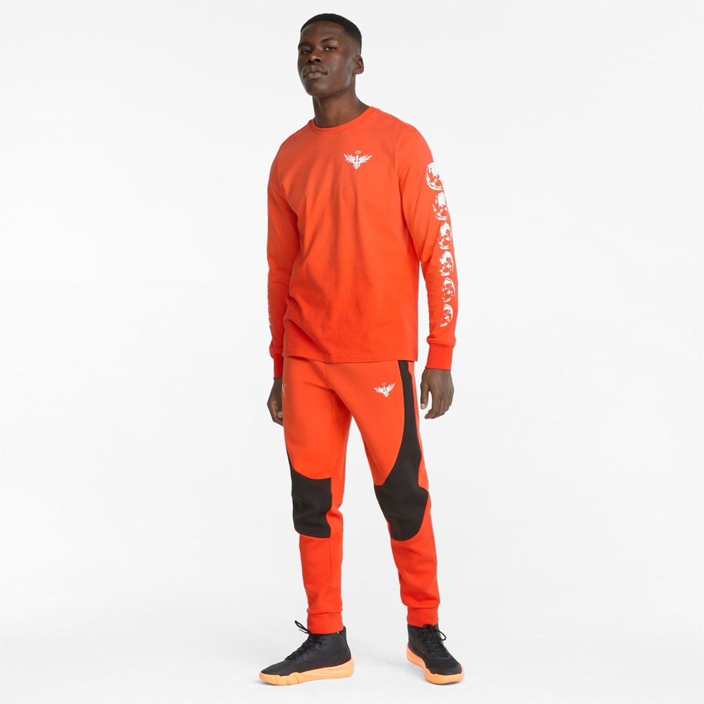 Puma Not From Here Long Sleeve Basketball Løpe Tskjorte Herre Rød | 076VFAJOR