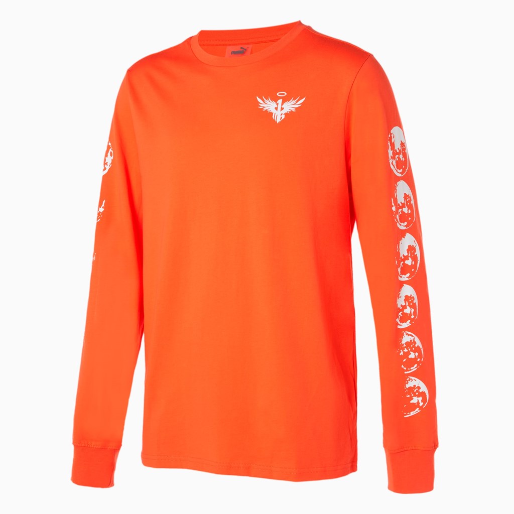 Puma Not From Here Long Sleeve Basketball Løpe Tskjorte Herre Rød | 076VFAJOR