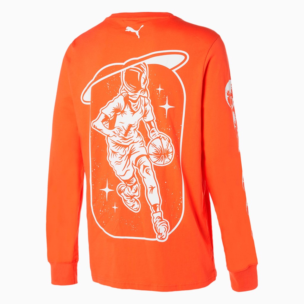 Puma Not From Here Long Sleeve Basketball Løpe Tskjorte Herre Rød | 076VFAJOR