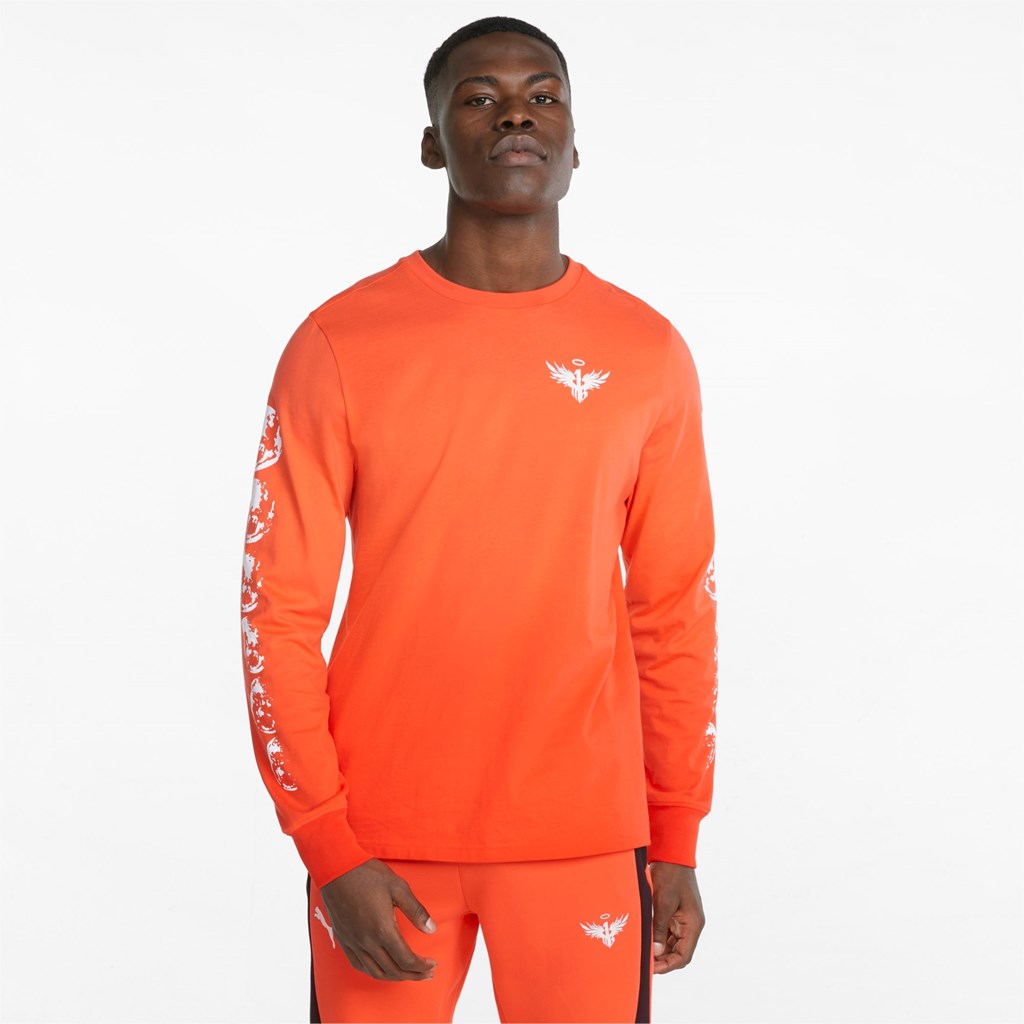 Puma Not From Here Long Sleeve Basketball Løpe Tskjorte Herre Rød | 076VFAJOR