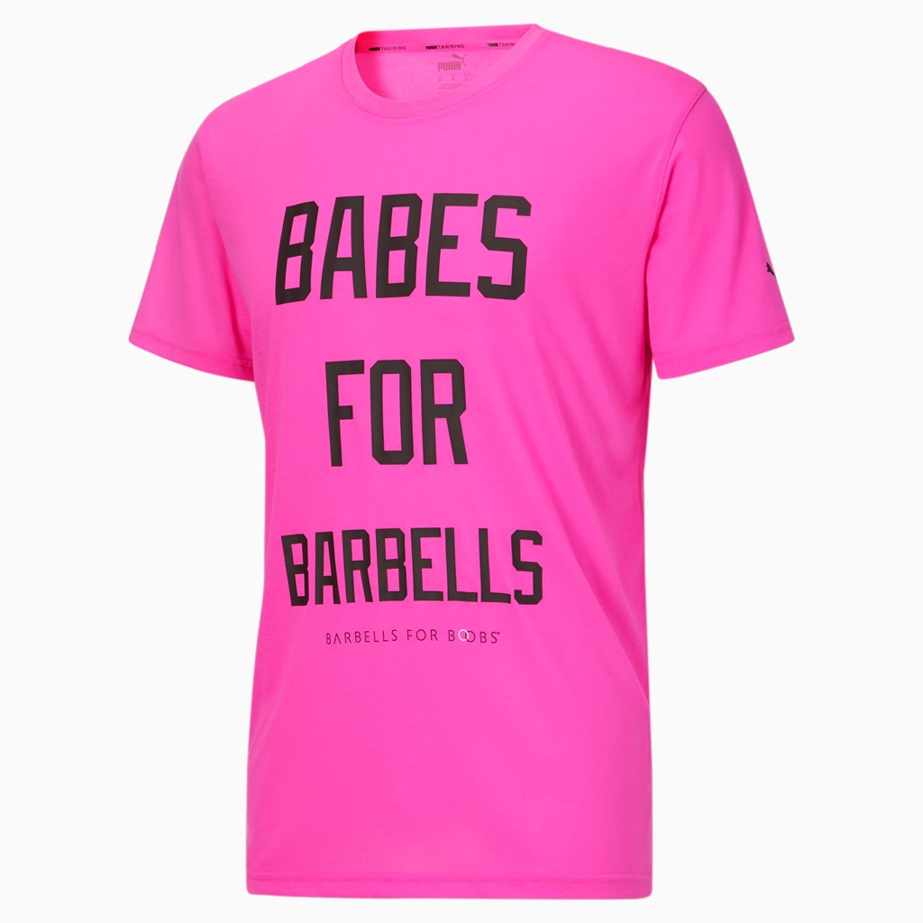 Puma PUMA x BARBELLS FOR BOOBS Slogan Trenings Løpe Tskjorte Herre Rosa | 986KISMUD