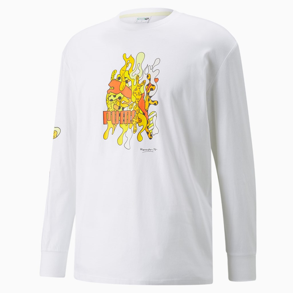 Puma PUMA x BRITTO Long Sleeve Løpe Tskjorte Herre Hvite | 629OUXRBV