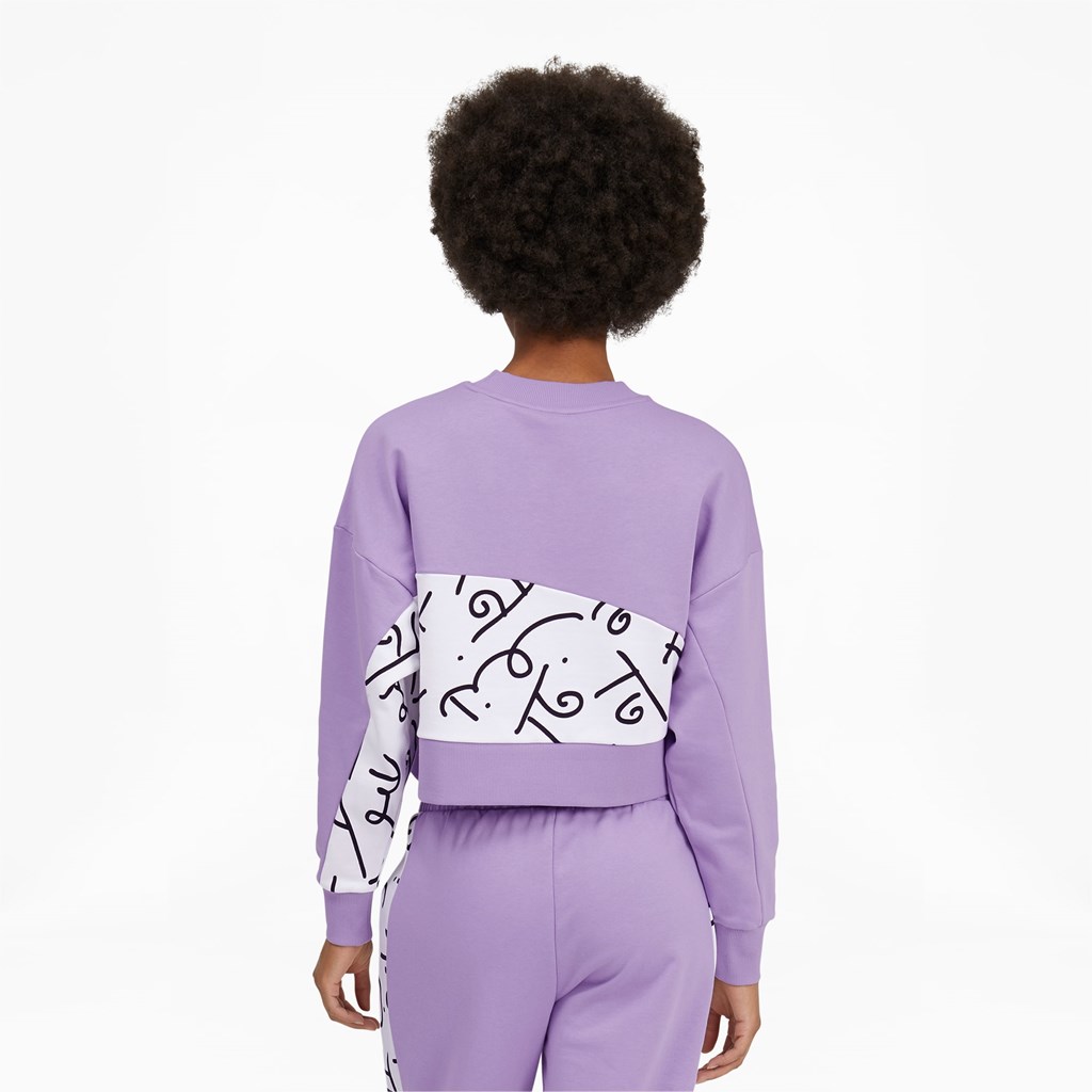 Puma PUMA x BRITTO Printed Crew Neck Sweatshirt Dame Viola | GX3507691