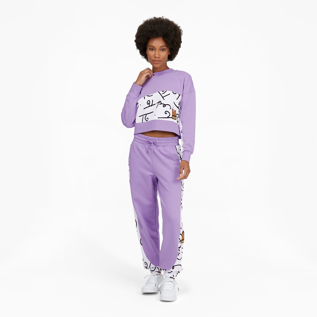 Puma PUMA x BRITTO Printed Crew Neck Sweatshirt Dame Viola | GX3507691