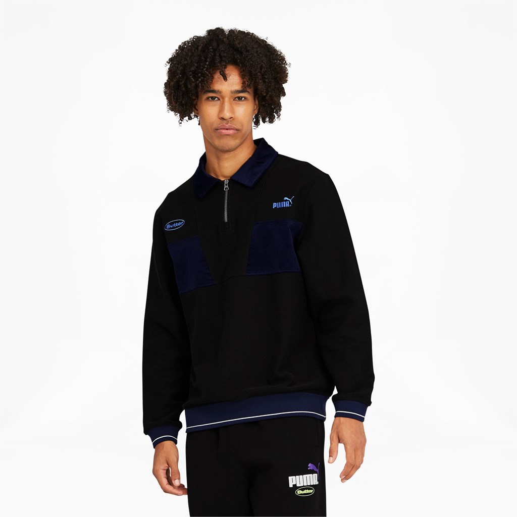 Puma PUMA x BUTTER GOODS Quarter-Zip Gensere Herre Svarte | ND5763408