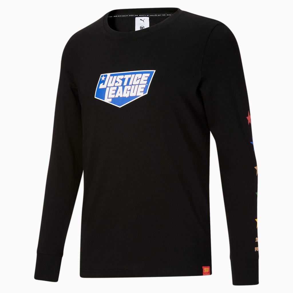 Puma PUMA x DC Justice League Long Sleeve Løpe Tskjorte Herre Svarte | 097WSPIEJ