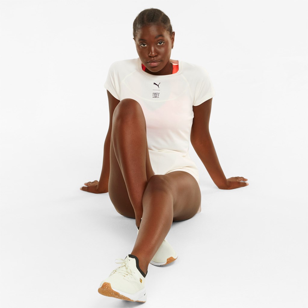 Puma PUMA x FIRST MILE High Neck Trenings Løpe Tskjorte Dame Ivory Glow | 329GRQZBE