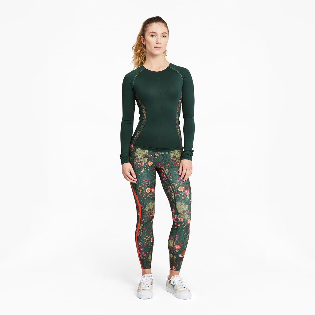 Puma PUMA x LIBERTY Printed Base Layer Dame Grønn | 807RFVLXN