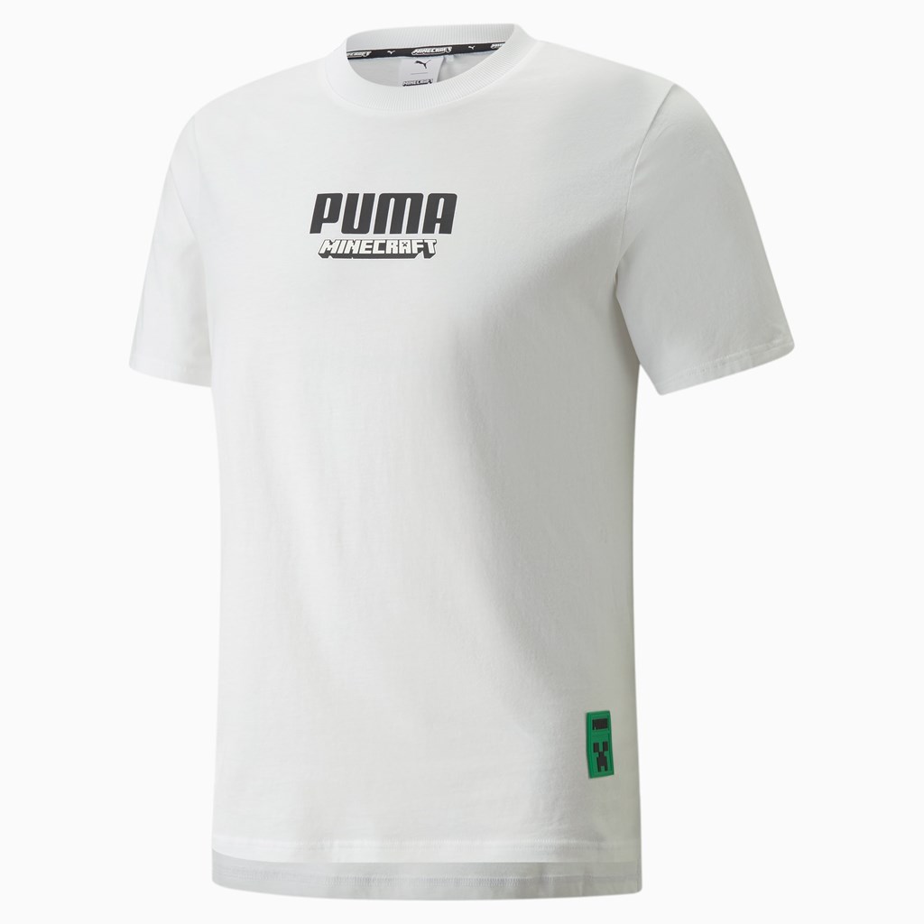 Puma PUMA x MINECRAFT Graphic Løpe Tskjorte Herre Hvite | 815IHZNLG