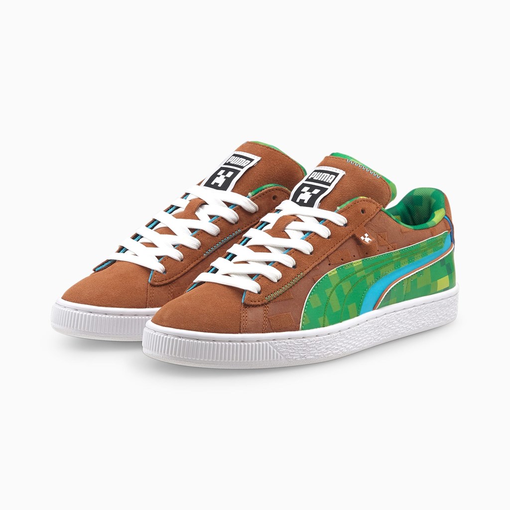 Puma PUMA x MINECRAFT Suede Joggesko Herre Brune Grønn | EW6925487