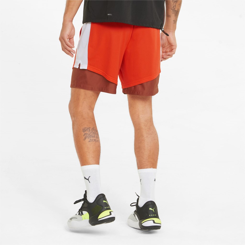 Puma Pick and Roll Basketball Shorts Herre Cherry Tomato / Chili Oil | WC3104956