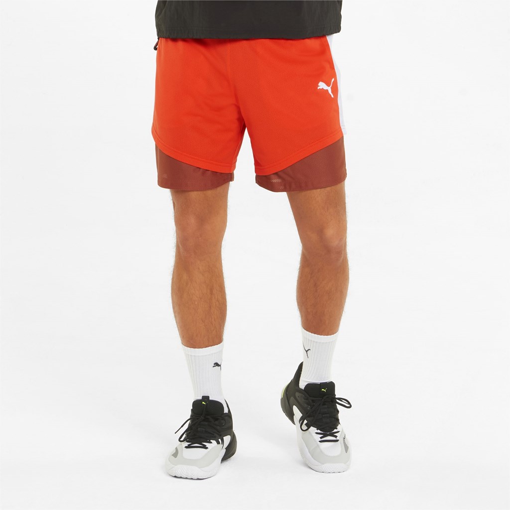 Puma Pick and Roll Basketball Shorts Herre Cherry Tomato / Chili Oil | WC3104956