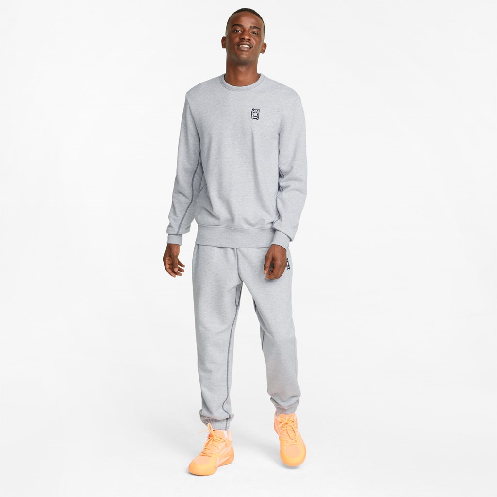 Puma Pivot Crew EMB Basketball Sweatshirt Herre Lyse | 783MNEIAC