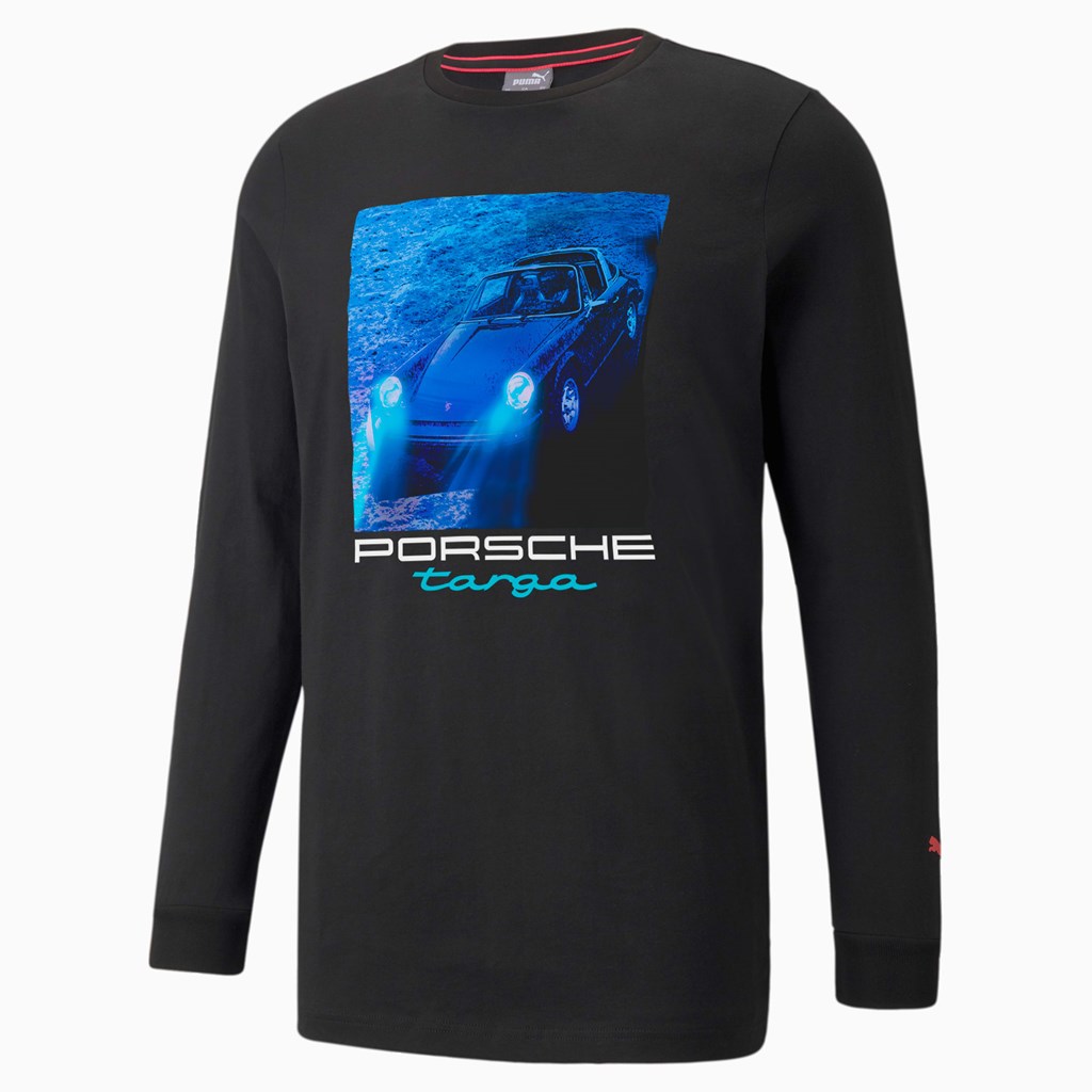 Puma Porsche Legacy Statement Long Sleeve Løpe Tskjorte Herre Svarte | 078BPVKIO