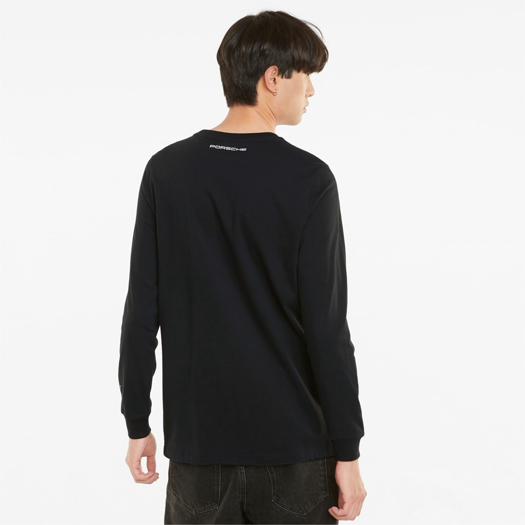 Puma Porsche Legacy Statement Long Sleeve Løpe Tskjorte Herre Svarte | 078BPVKIO