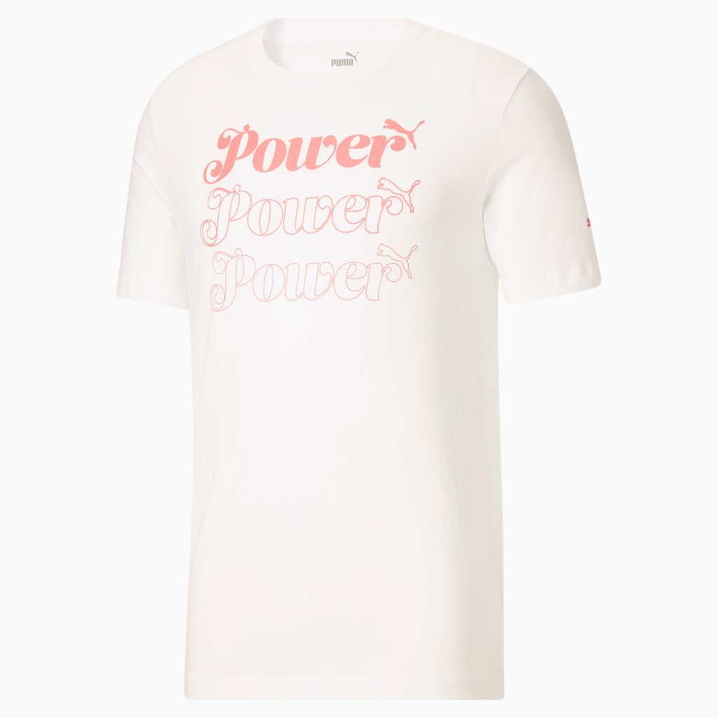 Puma Power Pink Løpe Tskjorte Herre Hvite | 859QHGWLS