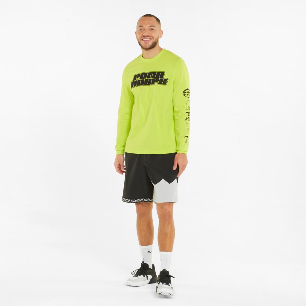 Puma Qualifier Long Sleeve Basketball Løpe Tskjorte Herre Gul | 865EDKYWO