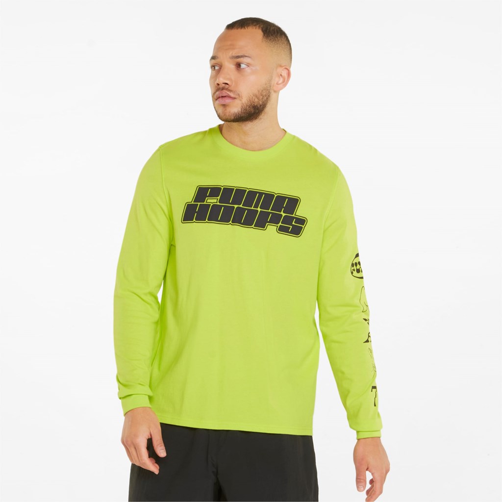 Puma Qualifier Long Sleeve Basketball Løpe Tskjorte Herre Gul | 865EDKYWO