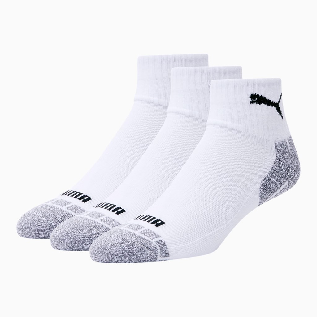 Puma Quarter Crew Cat [3 Pack] Sokker Herre Hvite Svarte | PH9856231