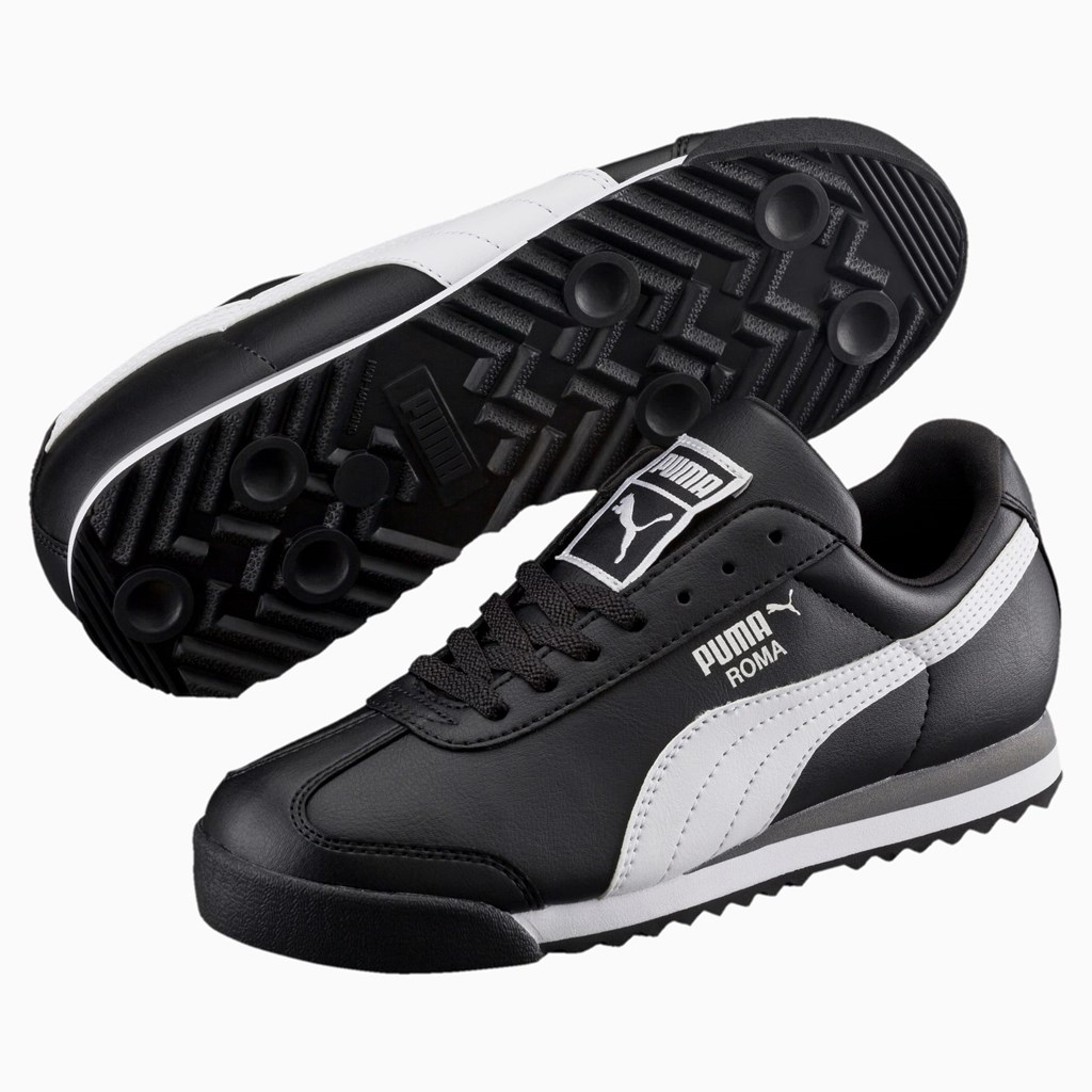 Puma Roma Basic JR Joggesko Gutt Svarte Hvite Sølv | DA6380429