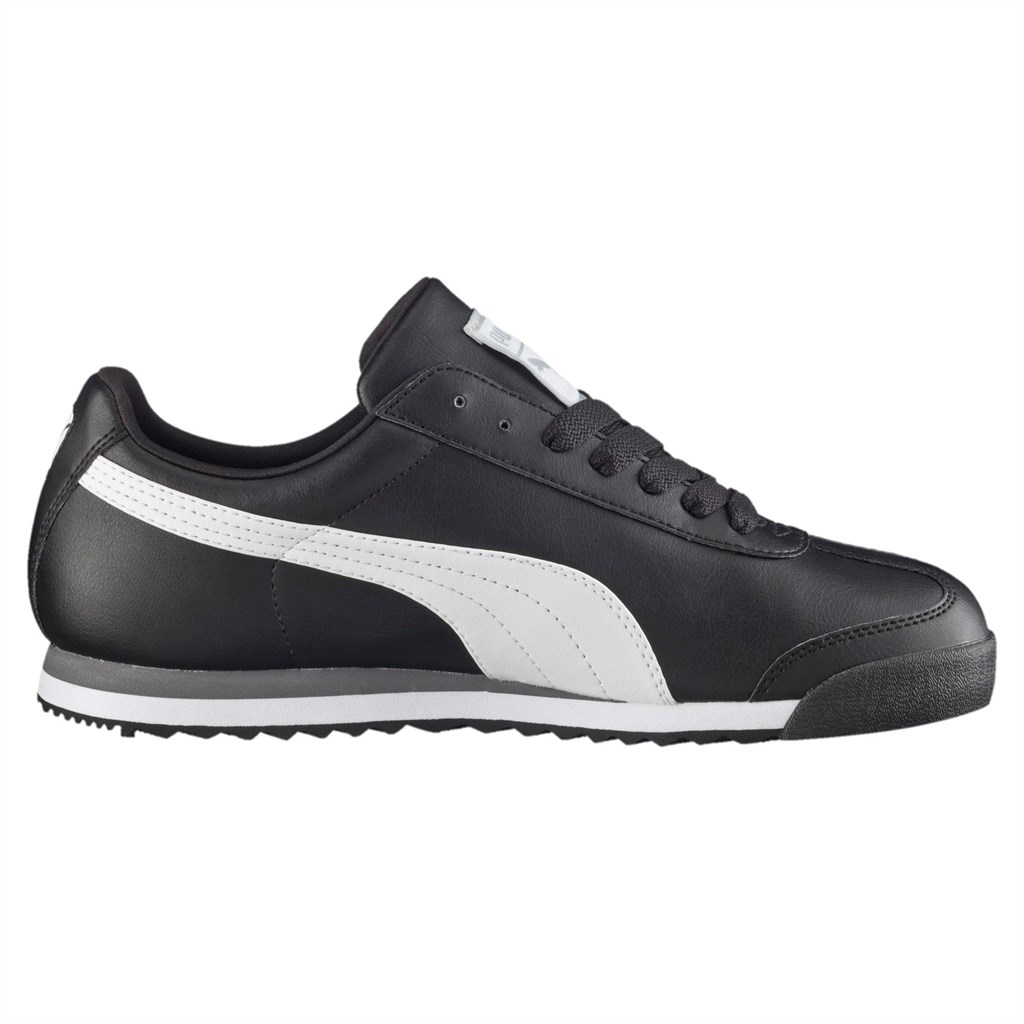 Puma Roma Basic JR Joggesko Gutt Svarte Hvite Sølv | DA6380429