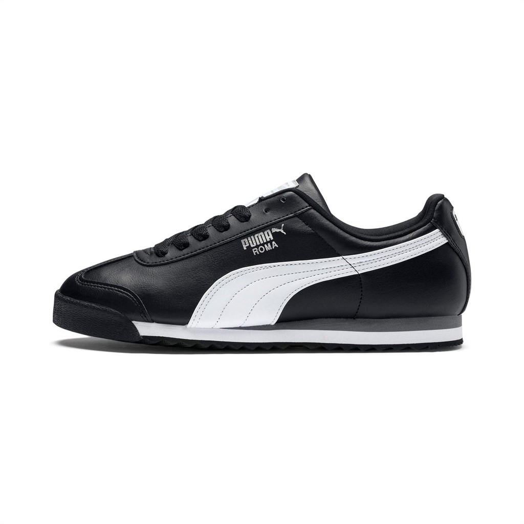 Puma Roma Basic JR Joggesko Gutt Svarte Hvite Sølv | DA6380429