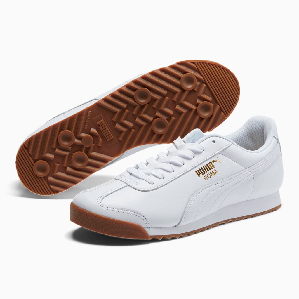 Puma Roma Classic Gum Joggesko Herre Hvite Gull | UO7614289