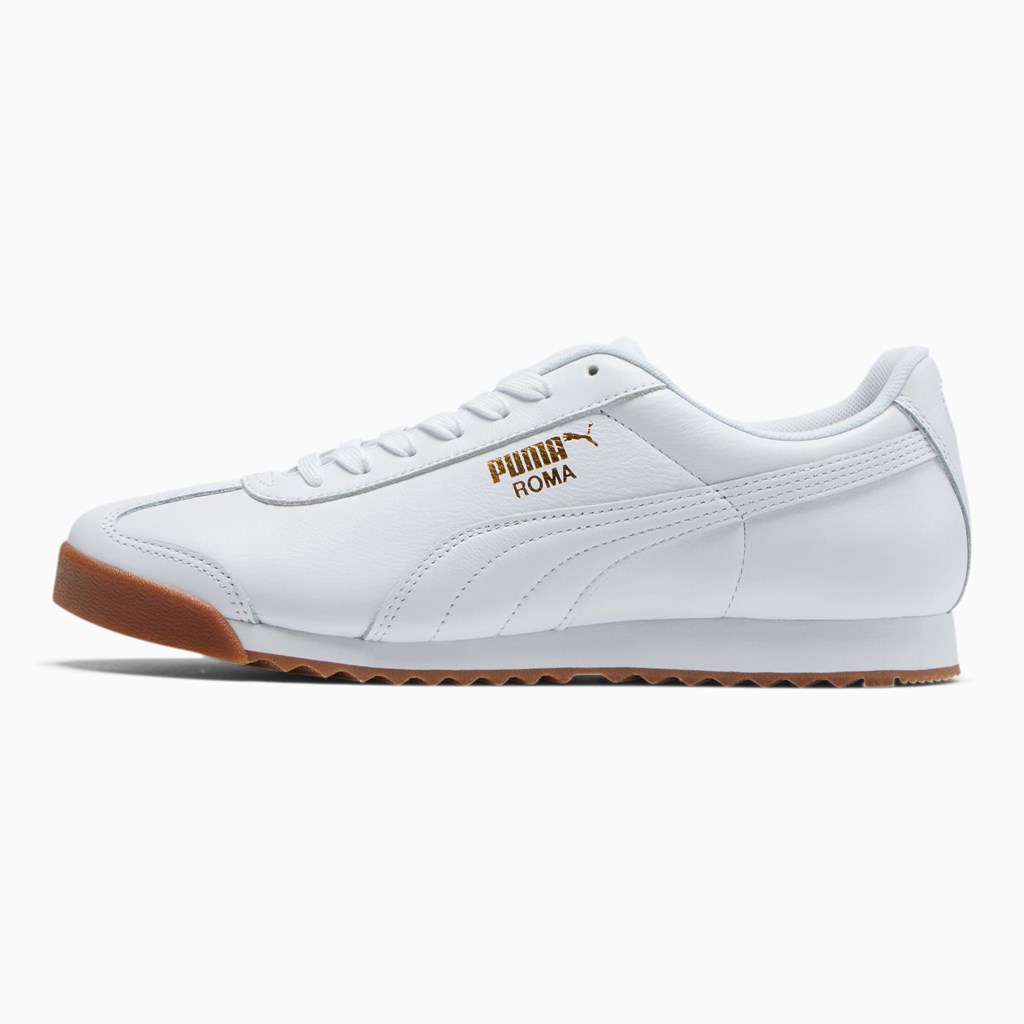 Puma Roma Classic Gum Joggesko Herre Hvite Gull | UO7614289