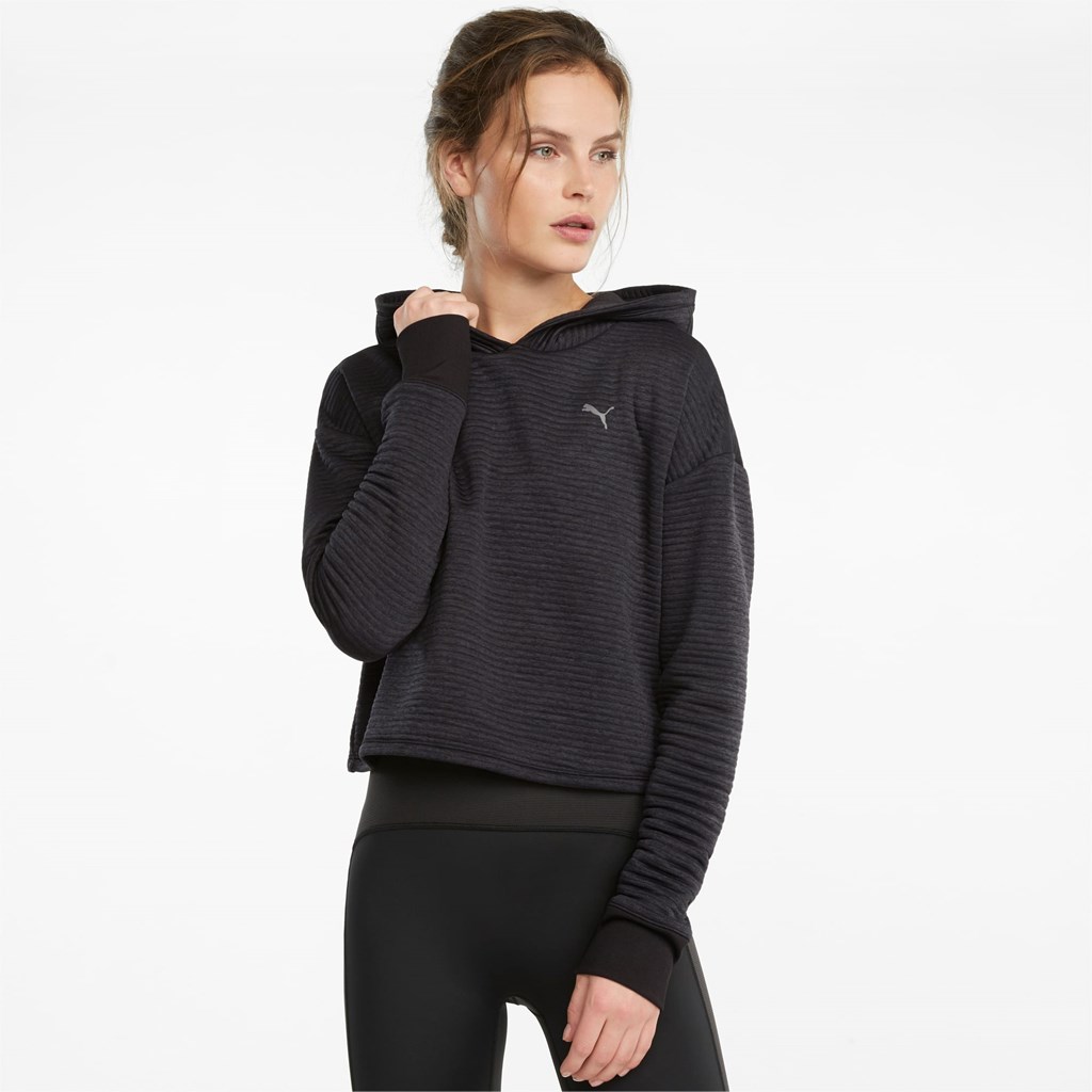 Puma STUDIO Textured Trenings Skimmer Hettegensere Dame Svarte | 849GDASOK