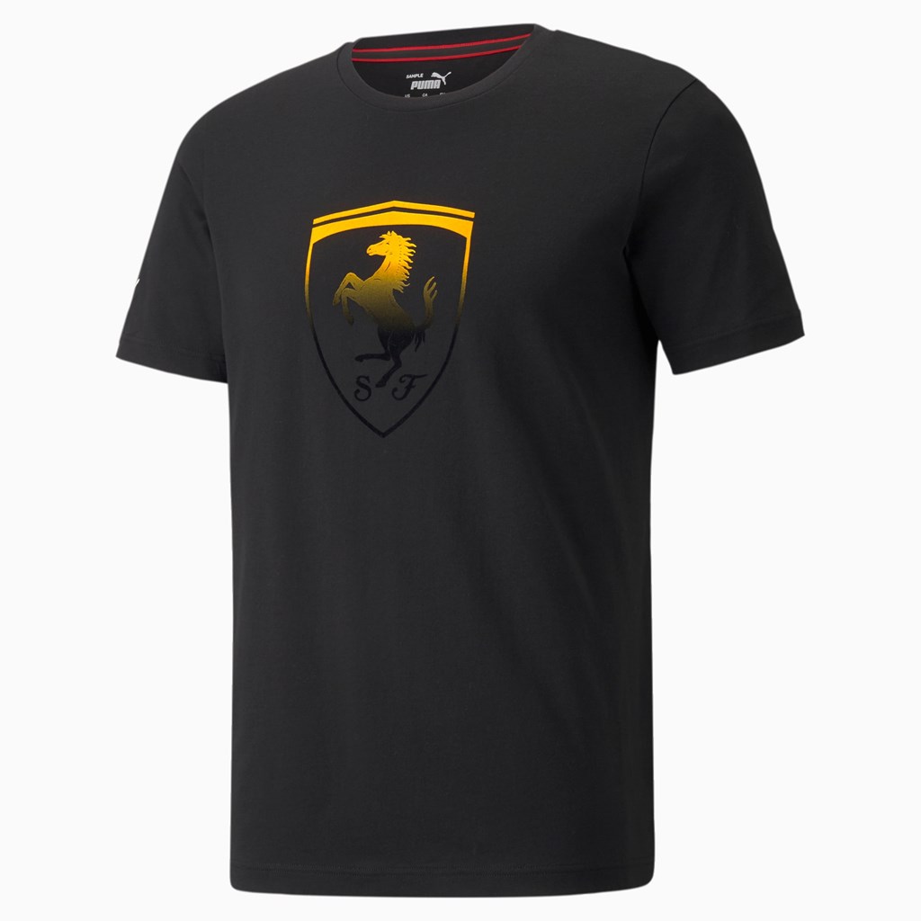 Puma Scuderia Ferrari Race Big Shield Løpe Tskjorte Herre Svarte | 712FODBQR