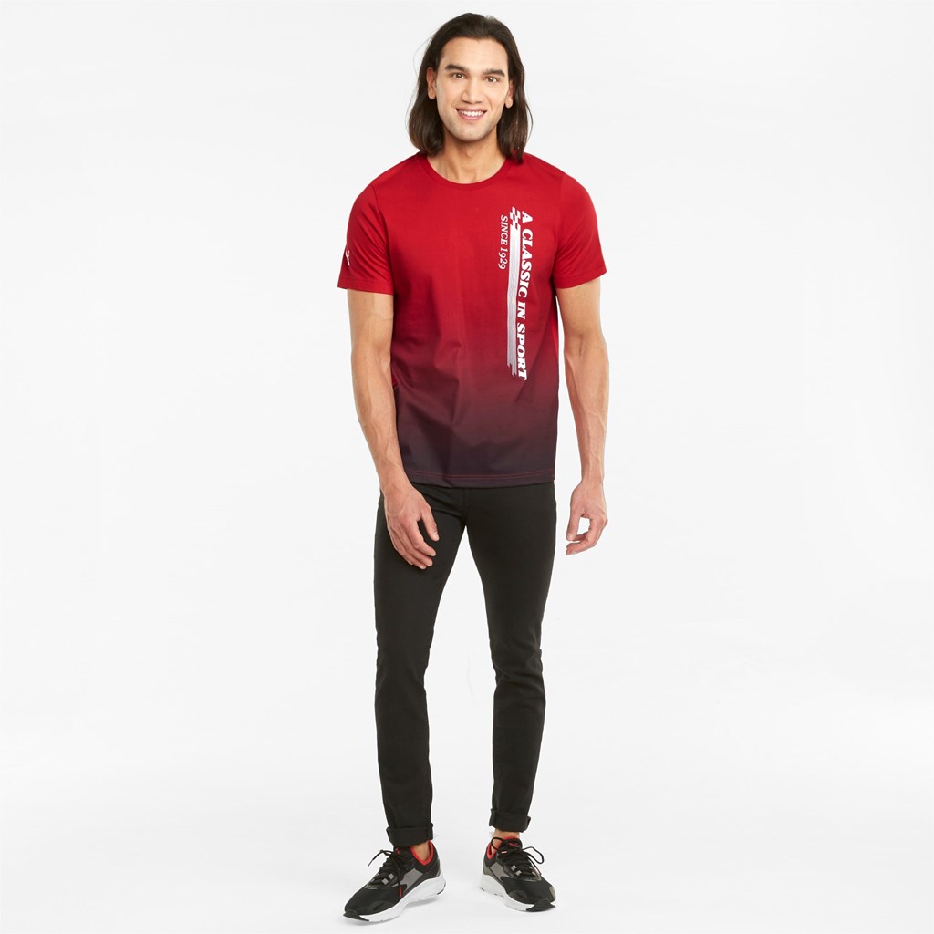 Puma Scuderia Ferrari Race Graphic Løpe Tskjorte Herre Rosso Corsa | 176GIRNEA