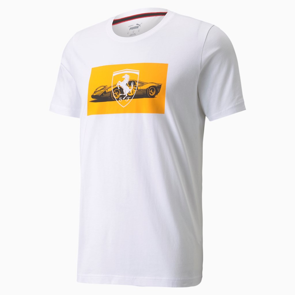 Puma Scuderia Ferrari Race Graphic Løpe Tskjorte Herre Hvite | 370VJLXNT