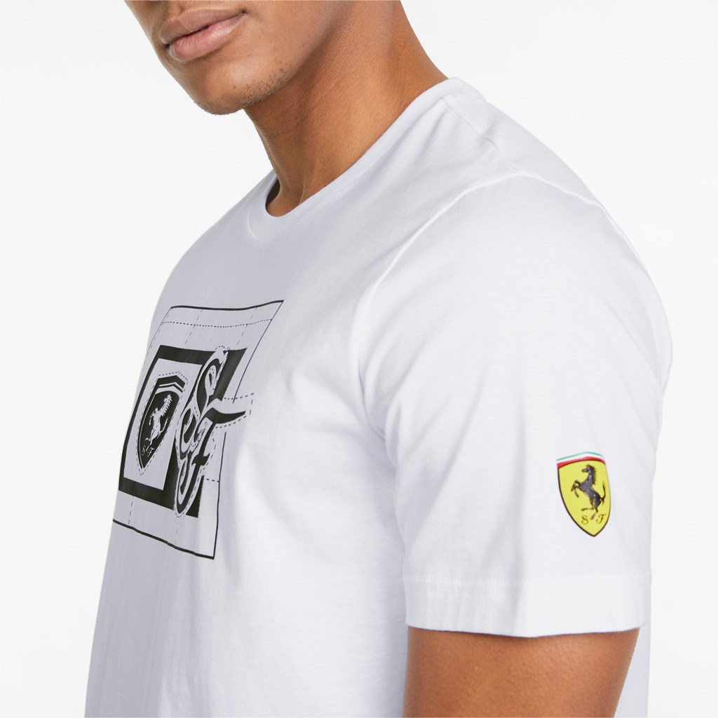 Puma Scuderia Ferrari Race Graphic Løpe Tskjorte Herre Hvite | 571CLHBSX