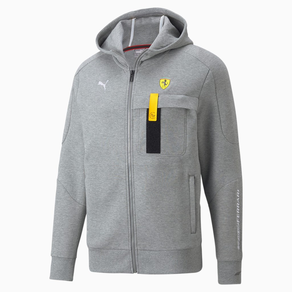 Puma Scuderia Ferrari Race Hette Sweat Jakke Herre Medium Gray Heather | 982DBYMAP