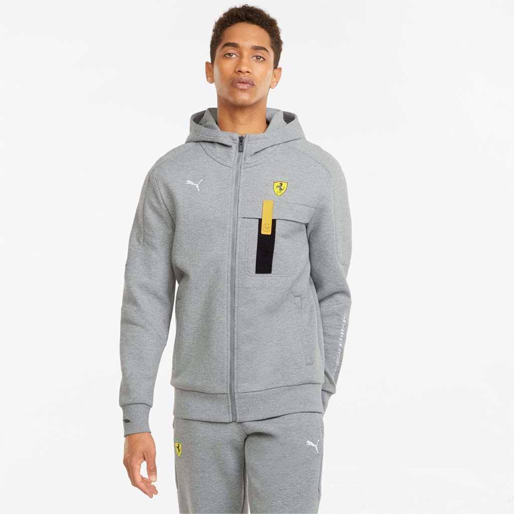 Puma Scuderia Ferrari Race Hette Sweat Jakke Herre Medium Gray Heather | 982DBYMAP