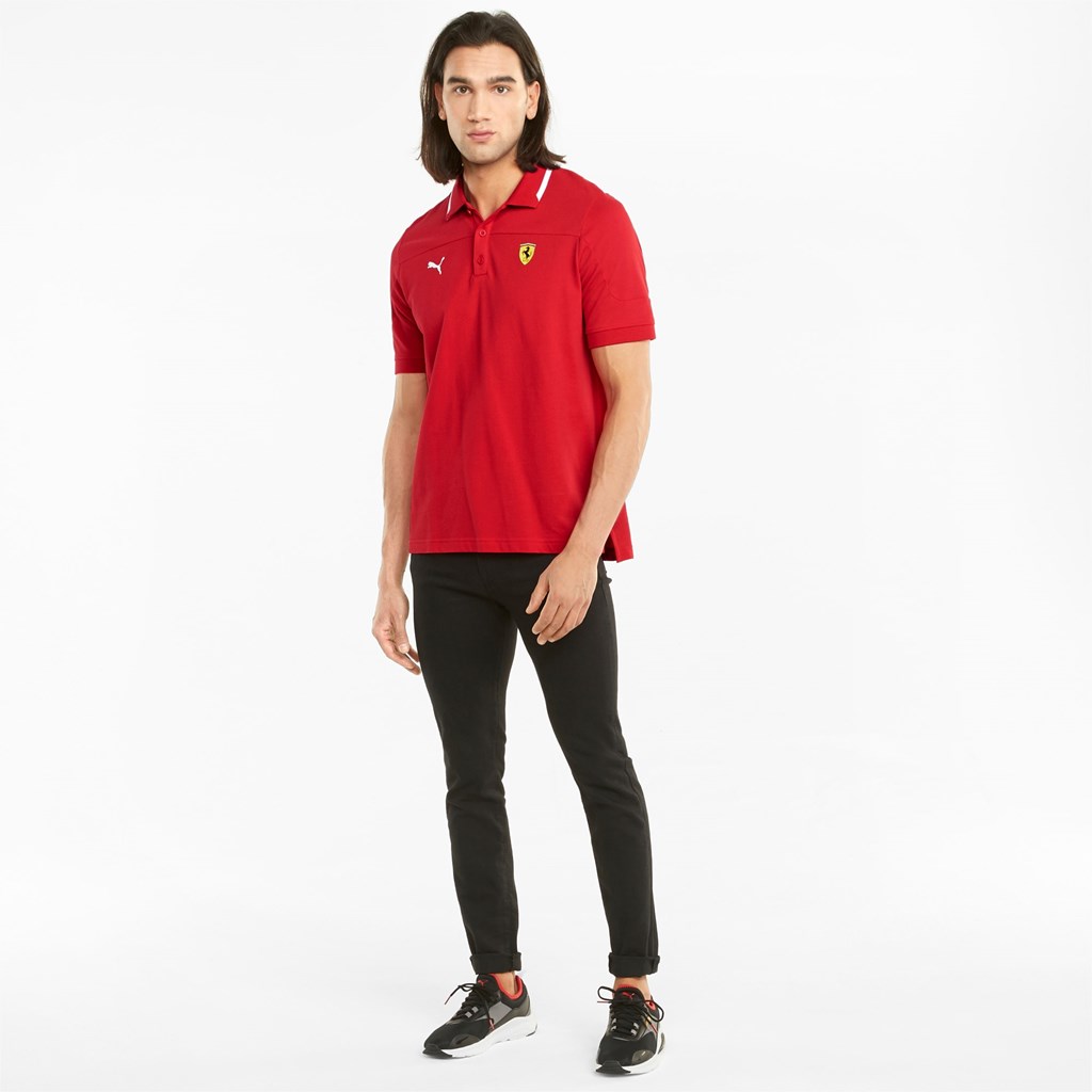 Puma Scuderia Ferrari Race Polo T Skjorte Herre Rosso Corsa | 130CKNZUR