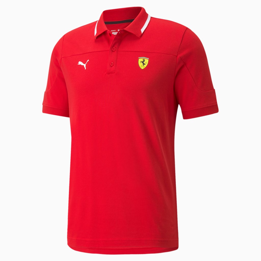 Puma Scuderia Ferrari Race Polo T Skjorte Herre Rosso Corsa | 130CKNZUR