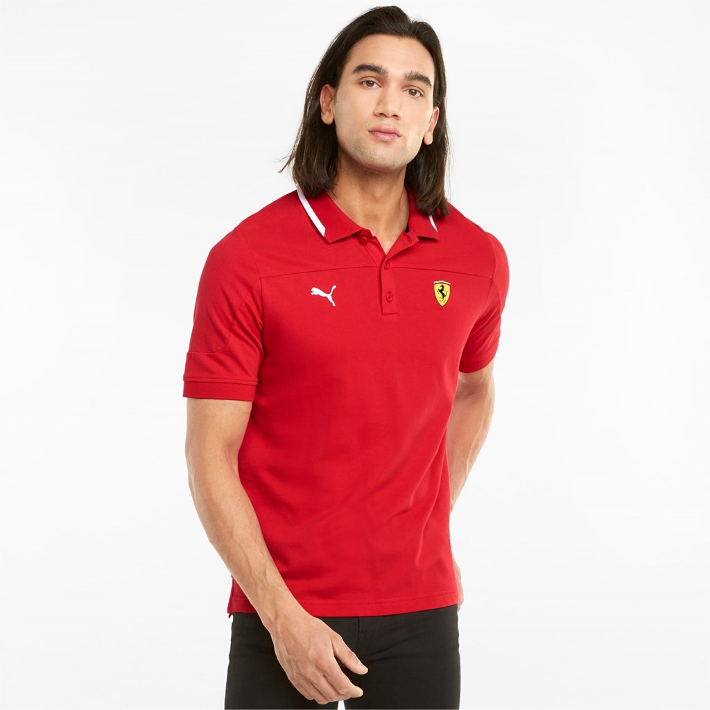 Puma Scuderia Ferrari Race Polo T Skjorte Herre Rosso Corsa | 130CKNZUR