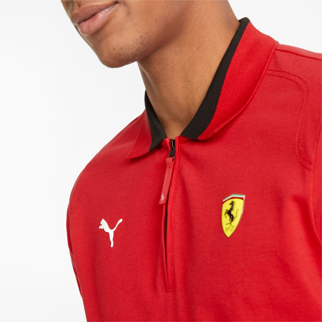 Puma Scuderia Ferrari Race Polo T Skjorte Herre Rosso Corsa | 973UHDMKX