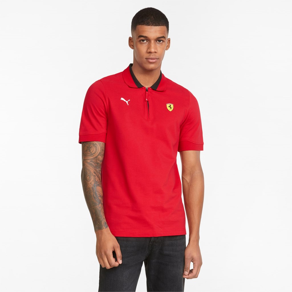 Puma Scuderia Ferrari Race Polo T Skjorte Herre Rosso Corsa | 973UHDMKX