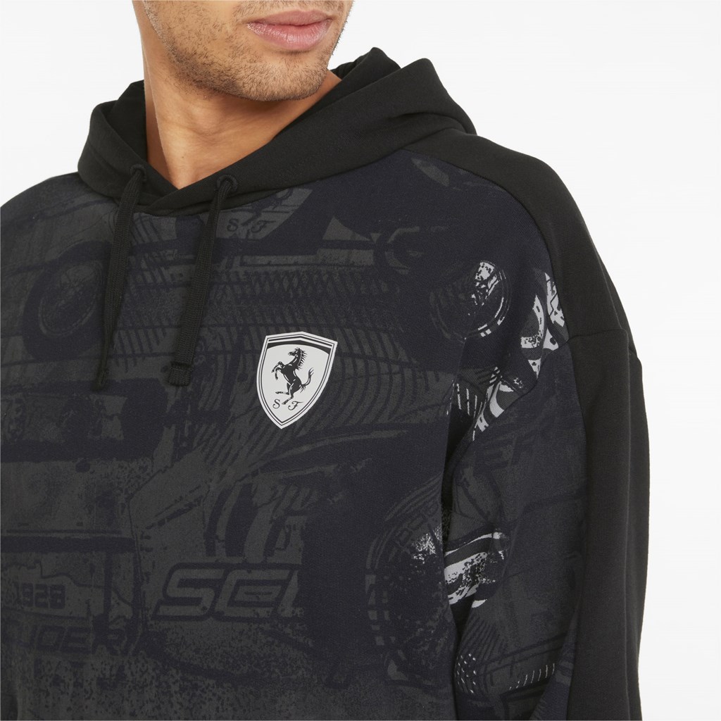 Puma Scuderia Ferrari Race Printed Hettegensere Herre Svarte | 630ZCALQP