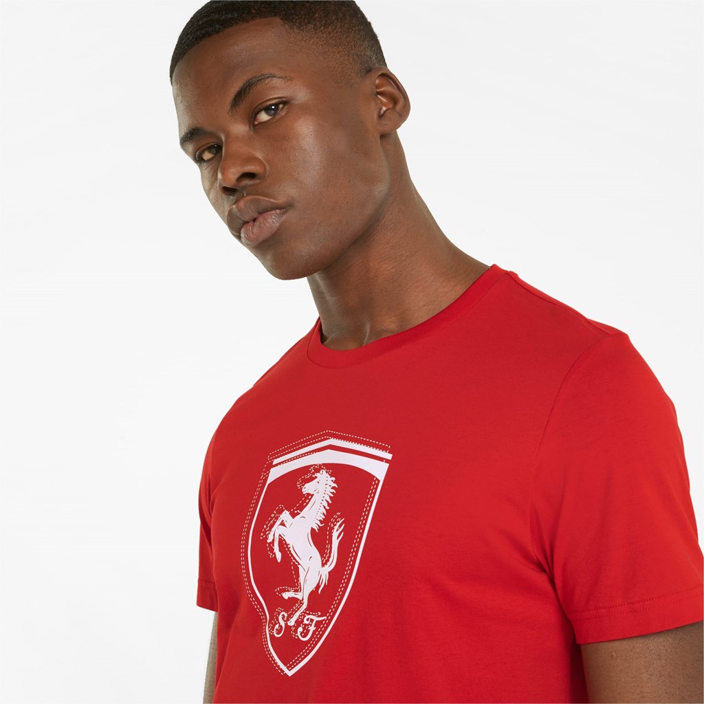 Puma Scuderia Ferrari Race Tonal Shield Løpe Tskjorte Herre Rosso Corsa | 659OHPVJD