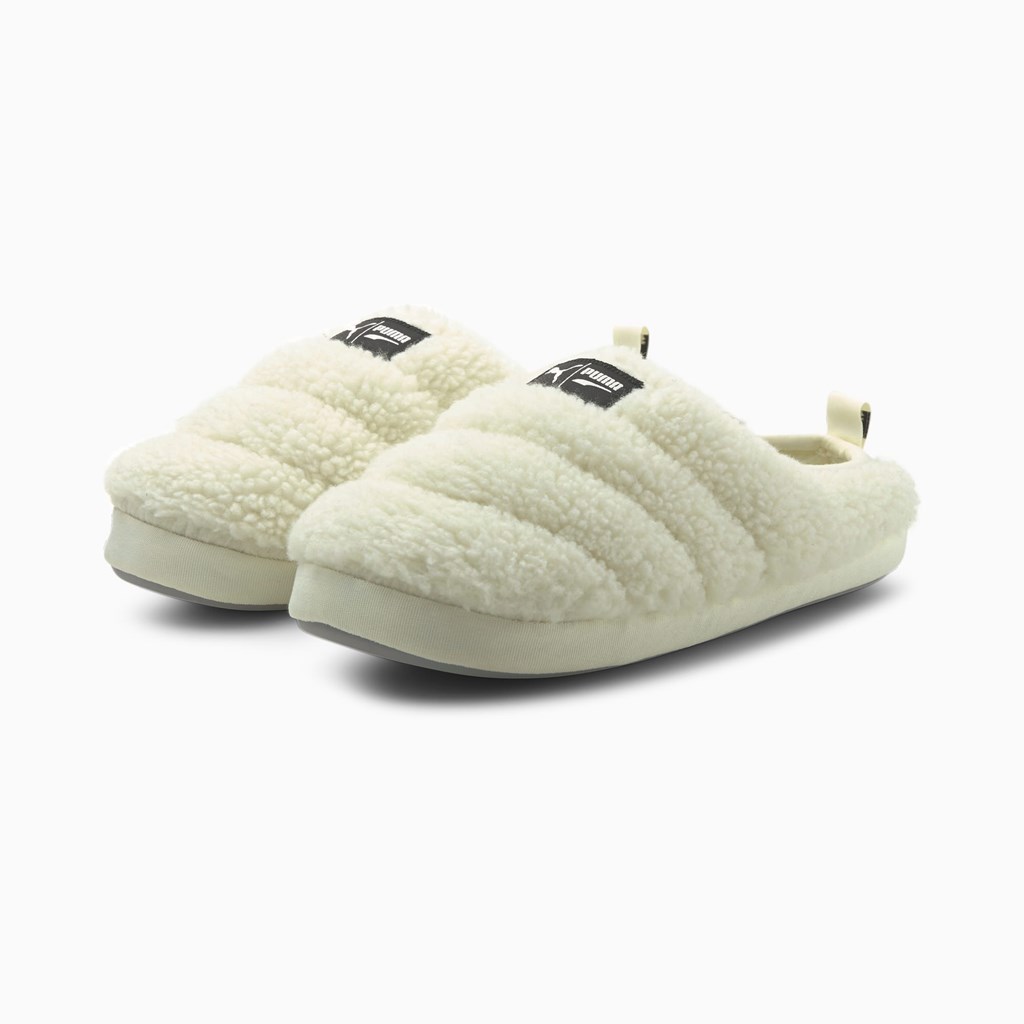 Puma Scuff Sherpa Tøfler Dame Hvite Svarte | ER9703165