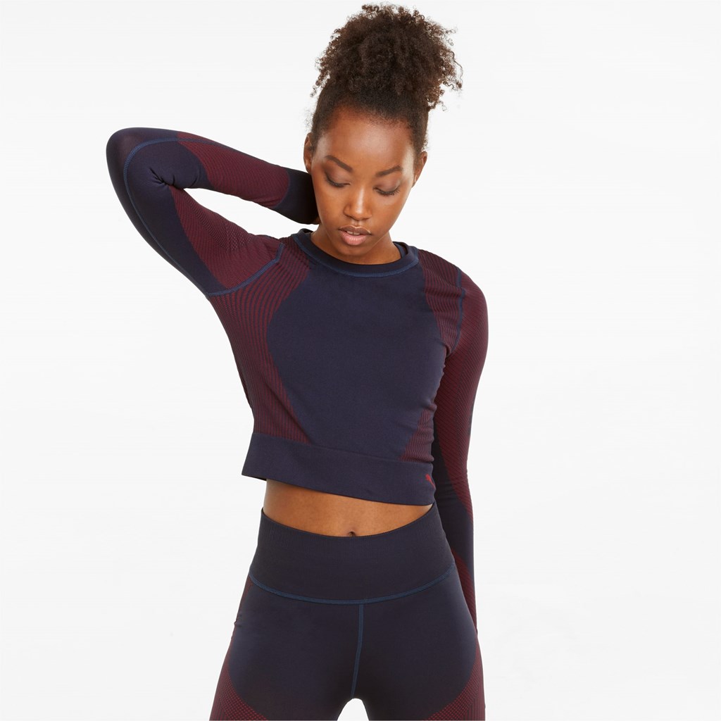 Puma Seamless Long Sleeve Fitted Trenings Løpe Tskjorte Dame Spellbound / Sunblaze | 180HYXQLA