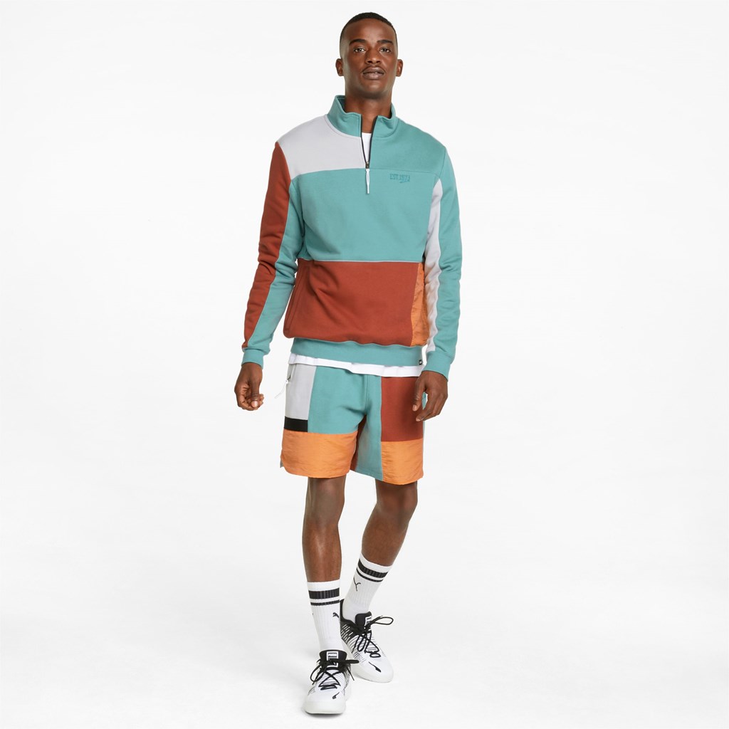 Puma Signature Basketball Sweatshirt Herre Blå | 091RMUQAD