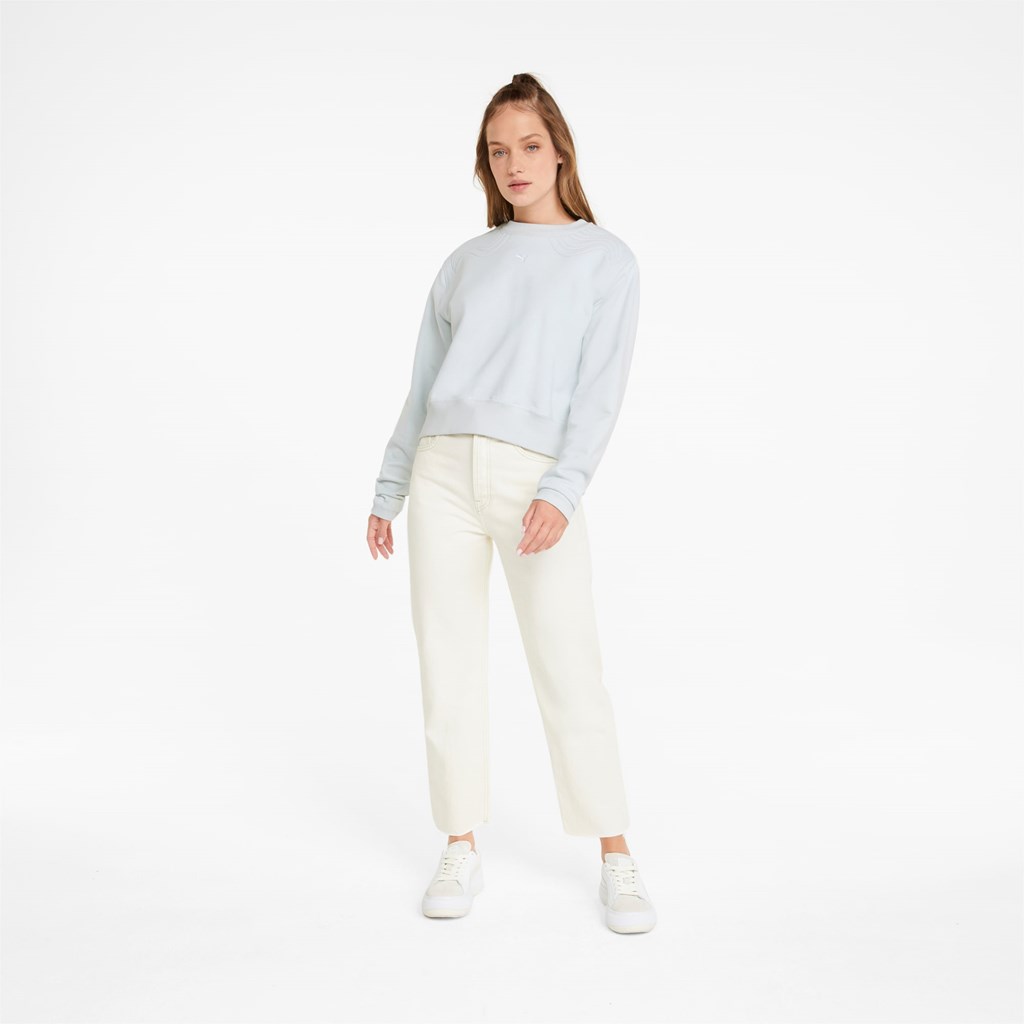 Puma Snow Tiger Boxy Crew Neck Gensere Dame Ice Flow | CE5210976