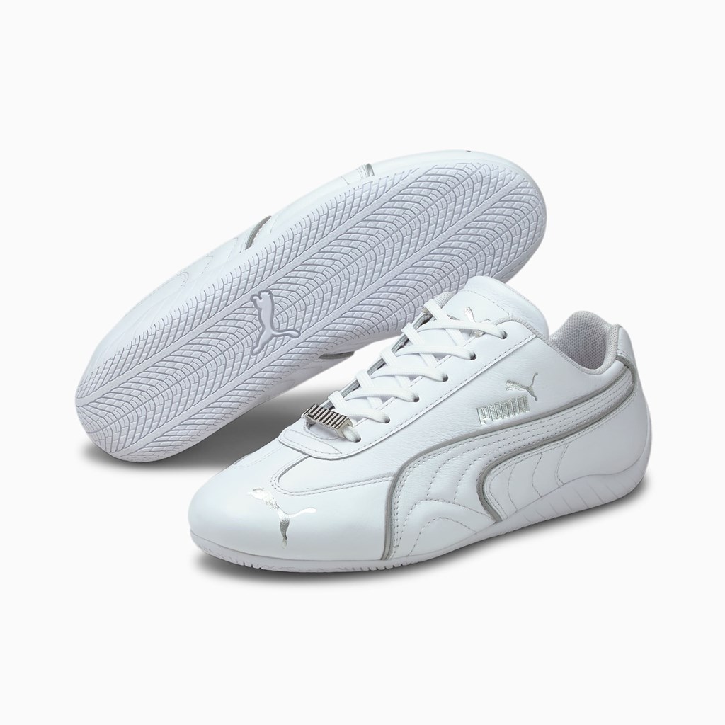 Puma Speedcat LS Metallic Racing Sko Dame Hvite Sølv | 713WOXJGM